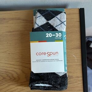 Black and White Argyle Compression Socks